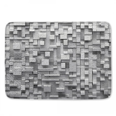 Geometric Gray Blocks Bath Mat