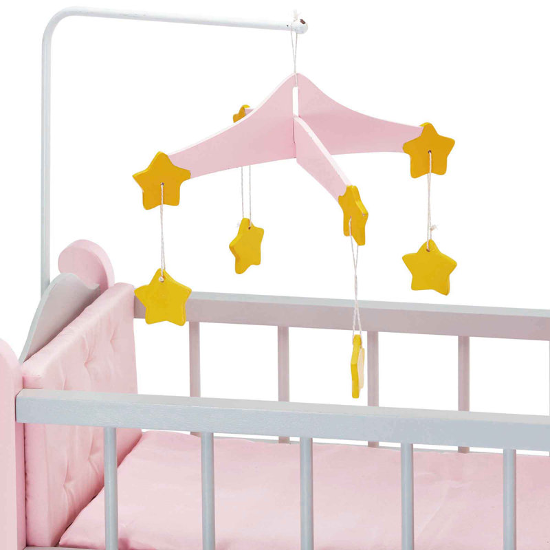 Olivia Little World Polka Dots Princess Baby Doll Crib with Storage, Gray/Pink