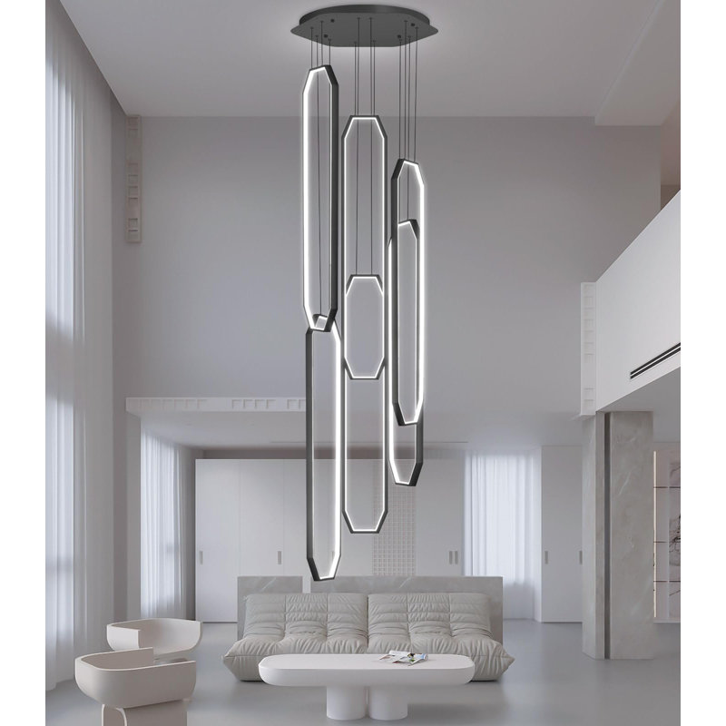 Lustre 6 lumières DEL, Matte Black, 138"