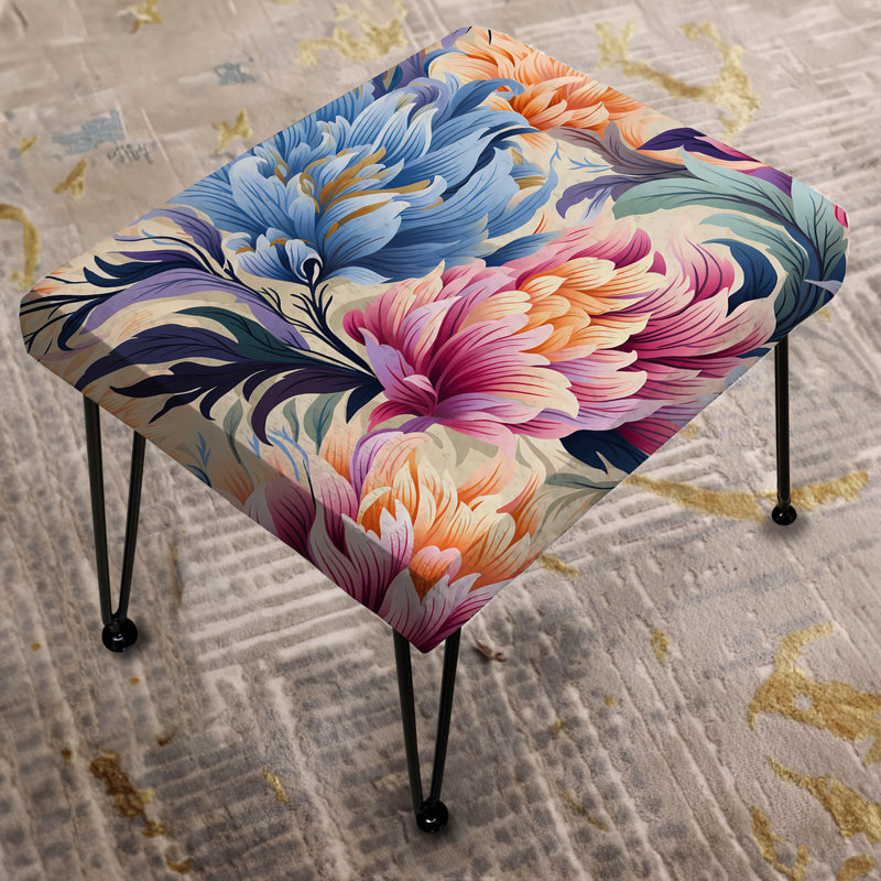 Enchanting Bouquet de pivoines pastel - Repose-pieds rectangulaire floral