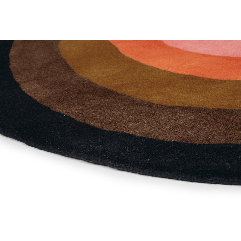 Hand Tufted Wool Area Rug in Black/Pink/Brown, Round 4'11"