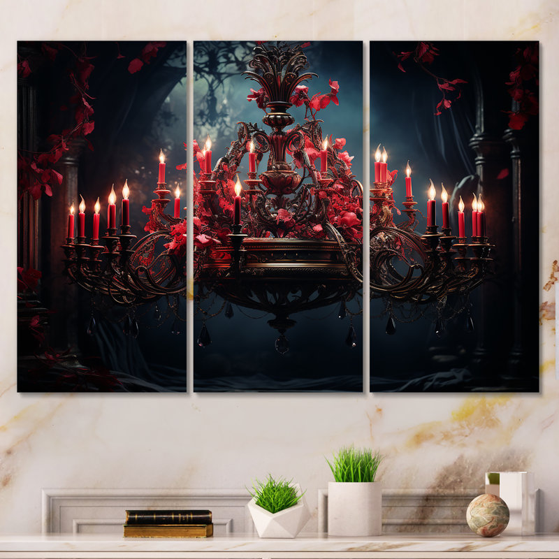 Lustre rouge gothique Grace - art mural lustre, Toile tendue, H 28 po x l 36 po x P 1 po
