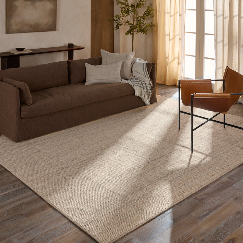 Ebern Designs Seabrooks Handwoven Solid Tan/Taupe Area Rug (18" Swatch)