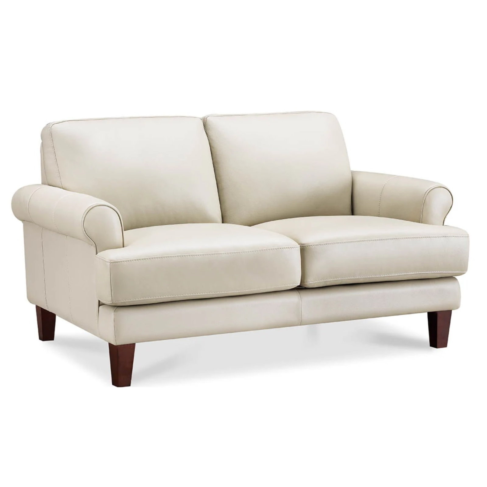 Maybell Top Grain Leather Loveseat, Cream