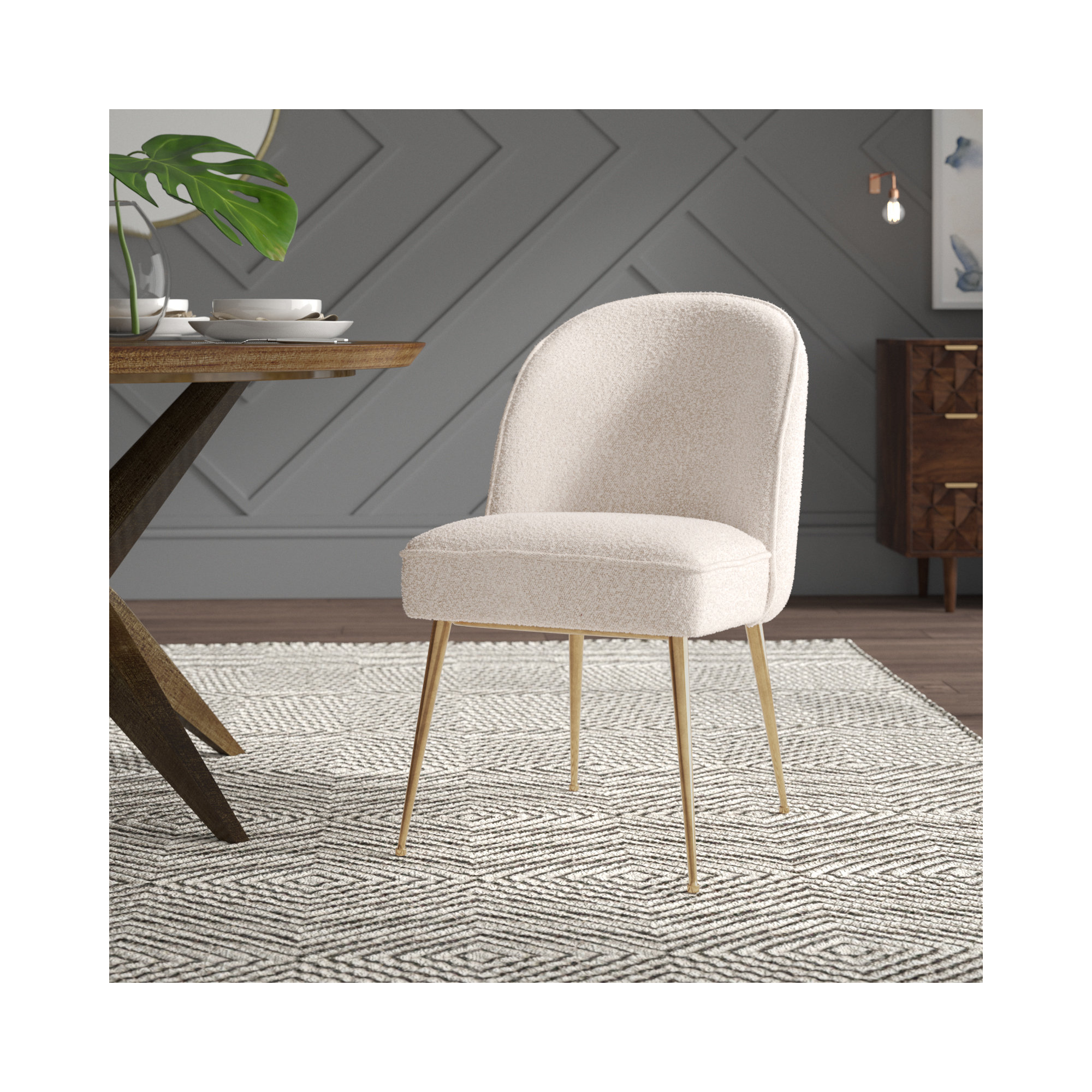 Ermine Upholstered Side Chair in Cream