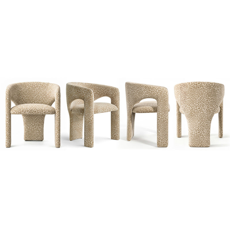 Ensemble de 4 chaises de salle à manger rembourrées à imprimé léopard Baxter, Beige