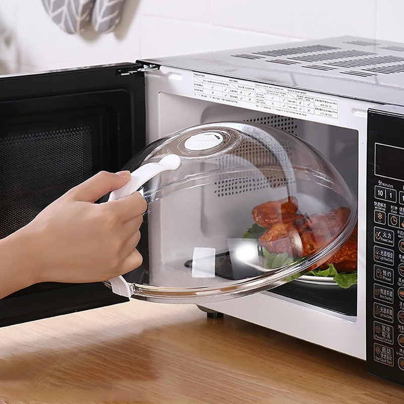 Couvercle anti-éclaboussures pour micro-ondes pour les aliments - couvercle anti-éclaboussures transparent avec poignée, couvercle de cuisine en plastique sans BPA pour assiettes et bols