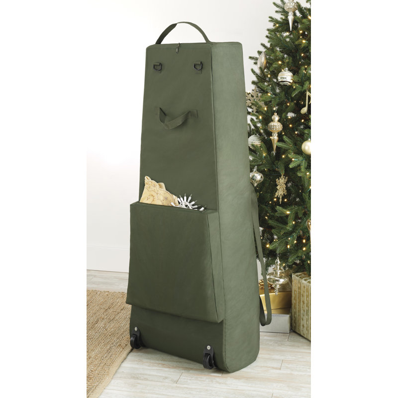 Extra-Large Green Upright Christmas Tree Storage Bag with Wheels