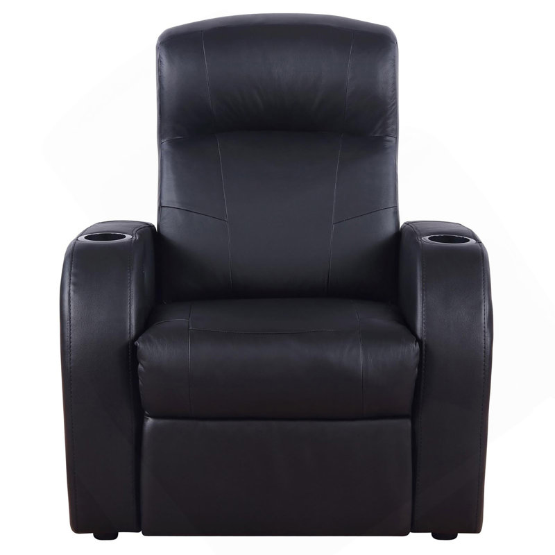 Fauteuil inclinable noir rembourré avec porte-gobelet