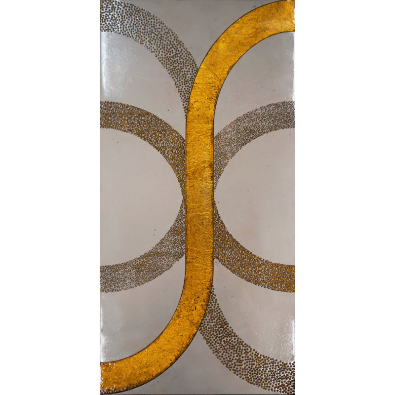 12" x 24" Engraved Marbl Tile Gold Leaf Handmade