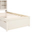 Lit simple blanc délavé avec tiroirs de rangement pratiques et 2 tiroirs modernes pour l'organisation de la chambre à coucher-774033854