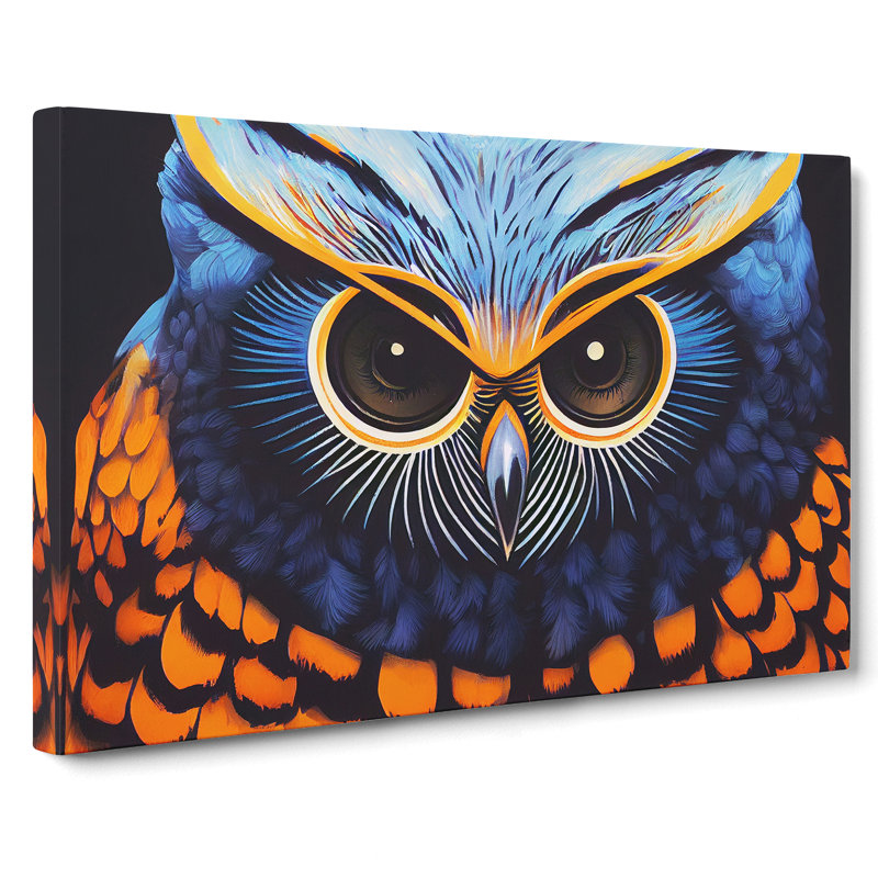 Arty Owl - Wrapped Canvas, 40cm H x 60cm W x 3cm D