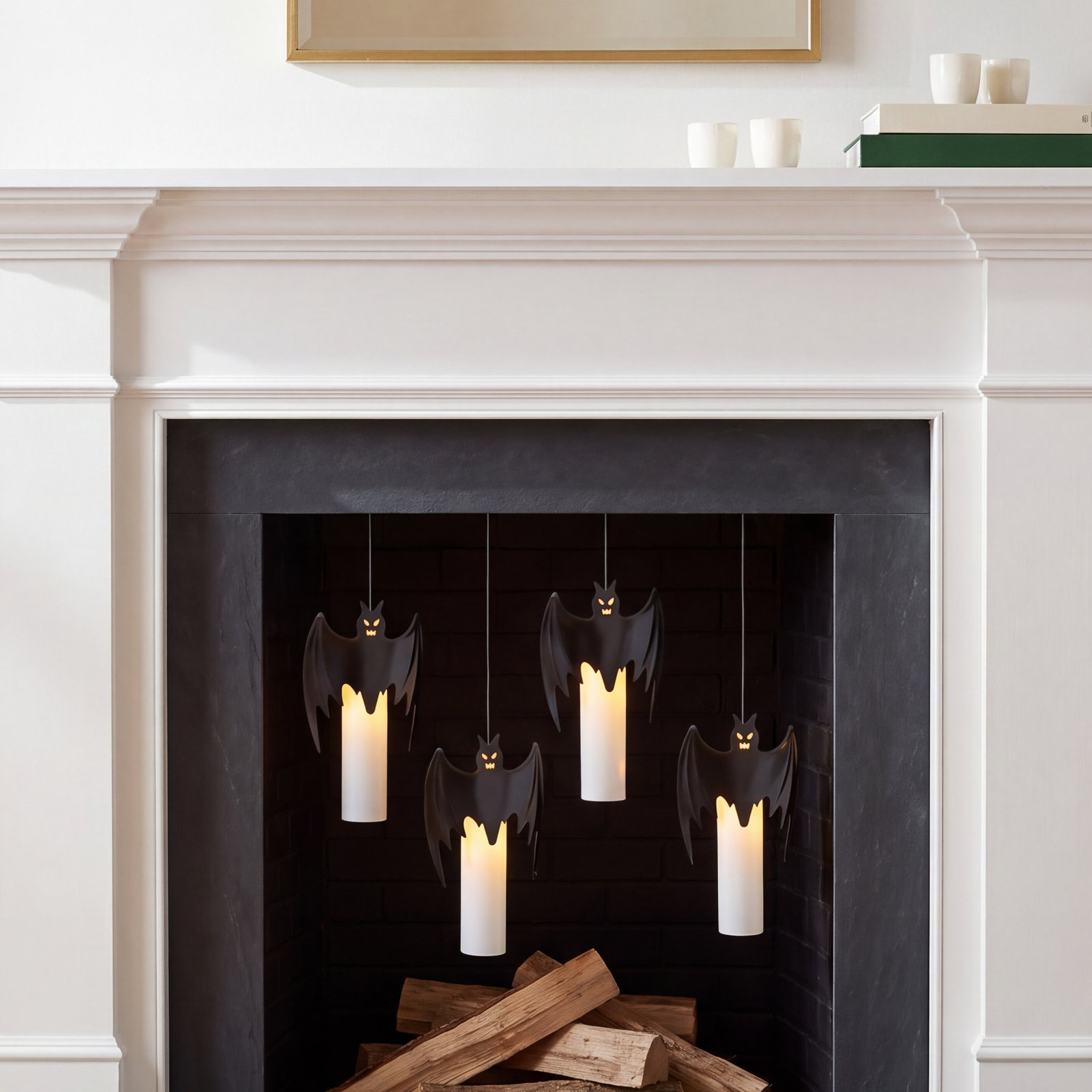 Lighted Candle/Bats Set of 4 11.2"H