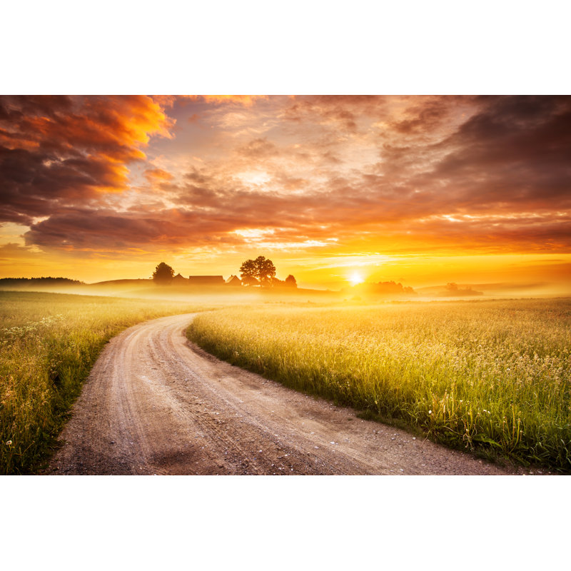 Morning Country Road - Wrapped Canvas Art Prints, 20cm H x 30cm W x 3.8cm D