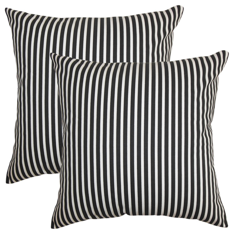 Striped Feather Reversible Throw Pillow