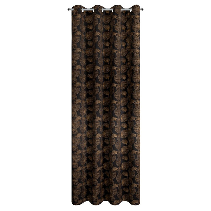 Marigold Polyester Room Darkening Eyelet Curtain Panel, Black