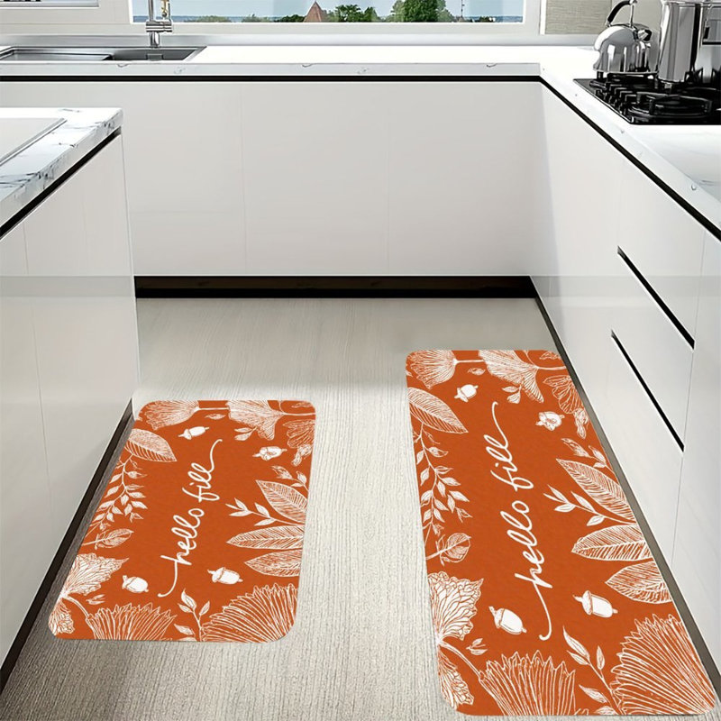 Hello Fall Leaves, 2 tapis de cuisine antidérapants