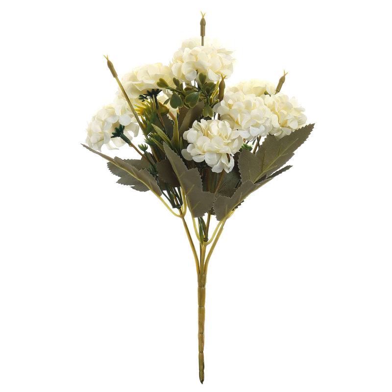 4 faisceaux de fleurs d'hortensia artificielles pour bouquets de fleurs, Blanc