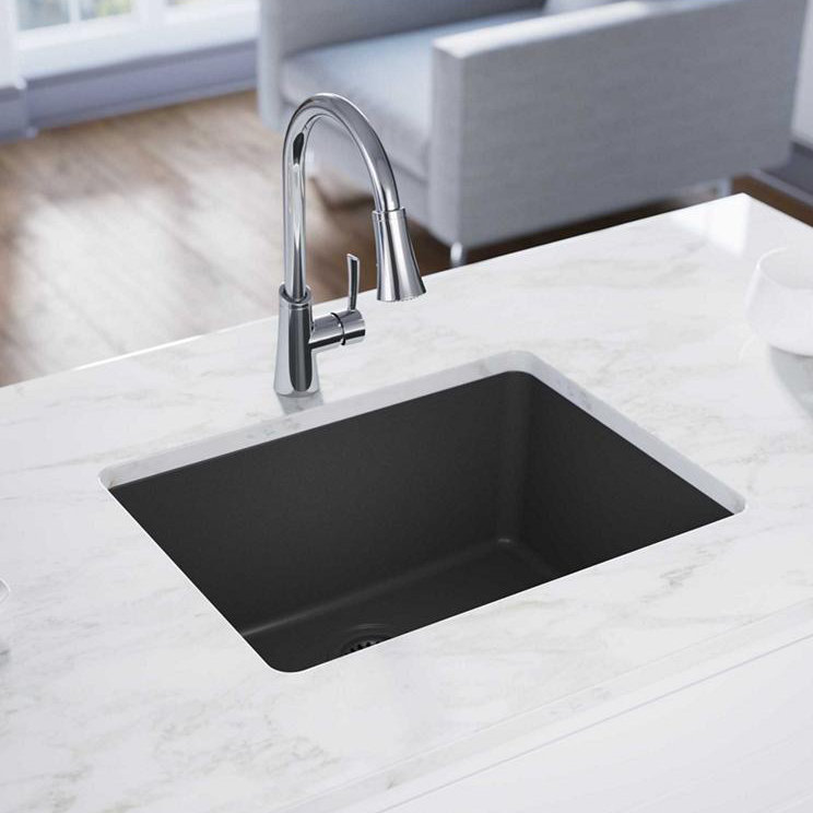 Quartz Classic 24-5/8" x 18-1/2" x 9-1/2" Undermount Kitchen Sink, Dusk Gray