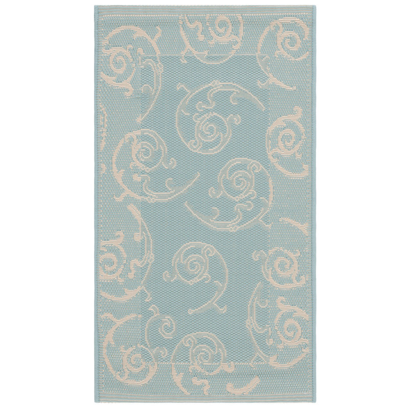 Tapis intérieur / extérieur floral / crème Arneshia, Rectangle 2 pi x 3 pi 7 po
