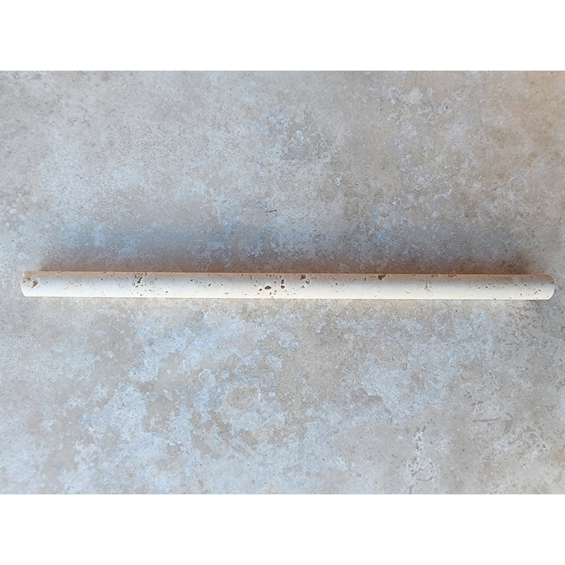 12" x 0.5" Honed Travertine Pencil Liner Tile Trim in Ivory