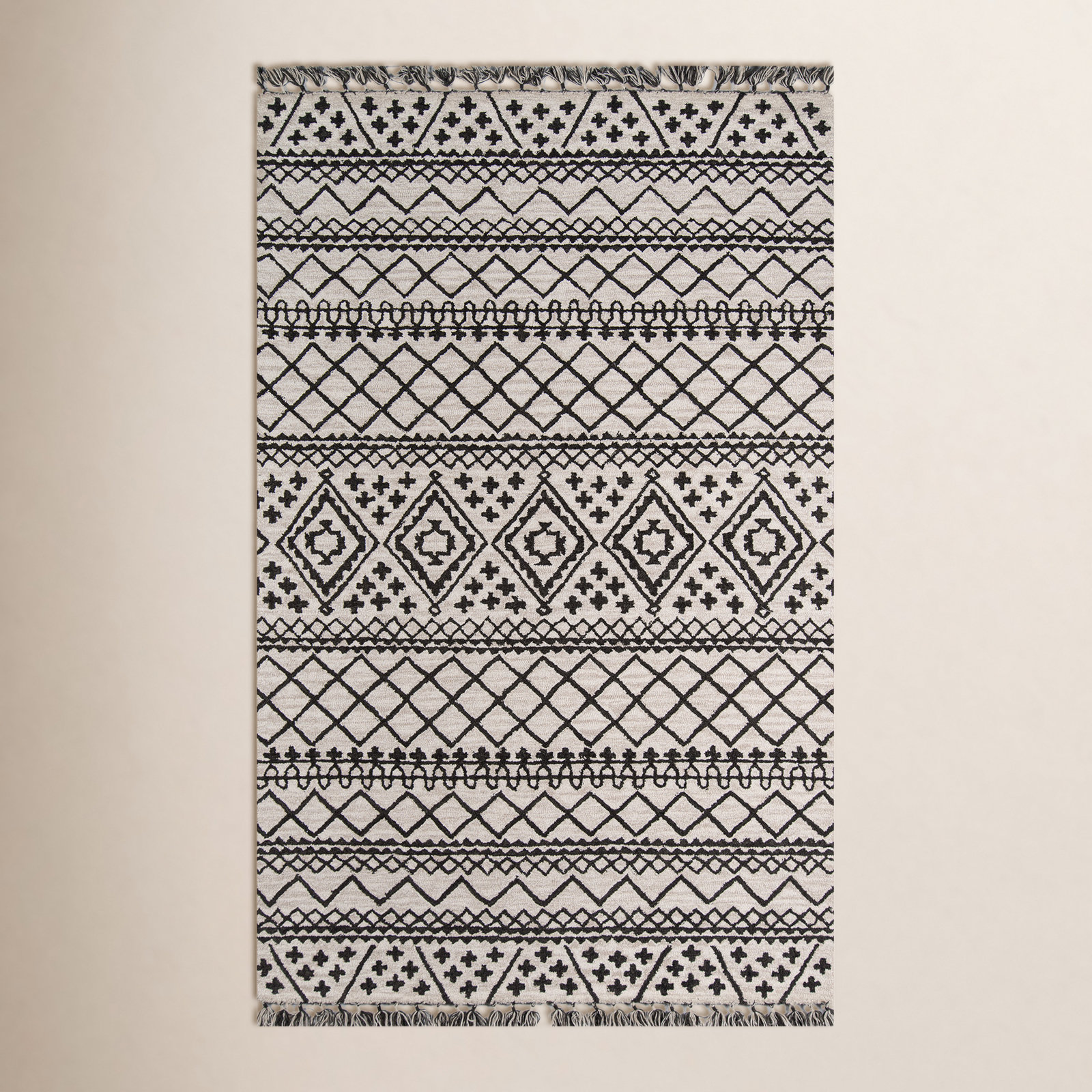 Bronte Black Gray Hand-Tufted Wool Rug, Rectangle 3'6" x 5'6"