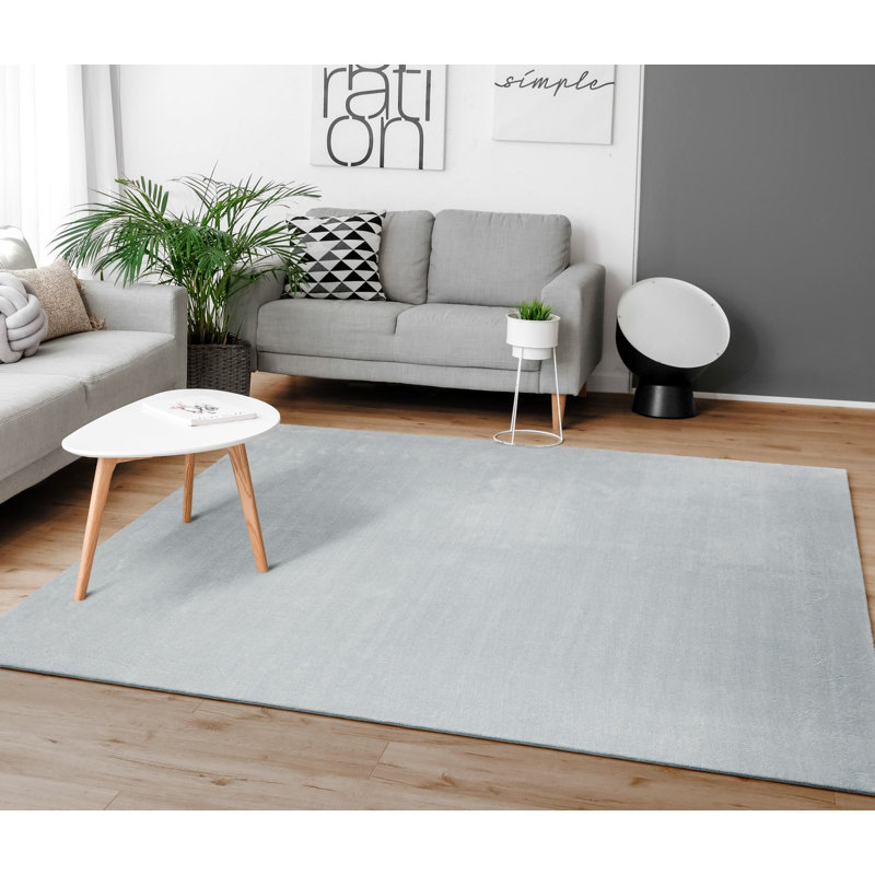 Tapis doux, doux, à poils courts, antidérapant, de couleur unie, lavable, Rectangle 6 pi 7 po x 9 pi 2 po, Gris