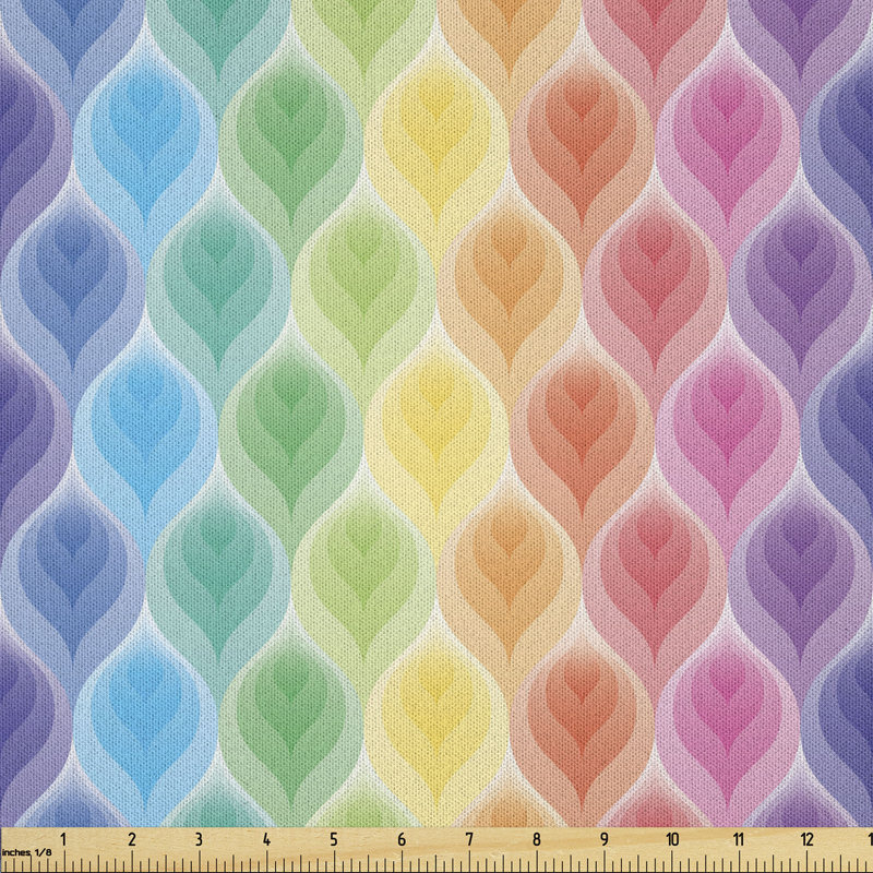 Darril Geometric Rainbow Coloured Leaf Multi-Purpose Fabric