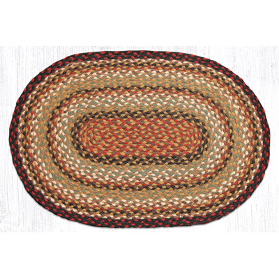  Oval Braided Jute Ru Burgundy Mustard Ivory Rustic Farmhouse