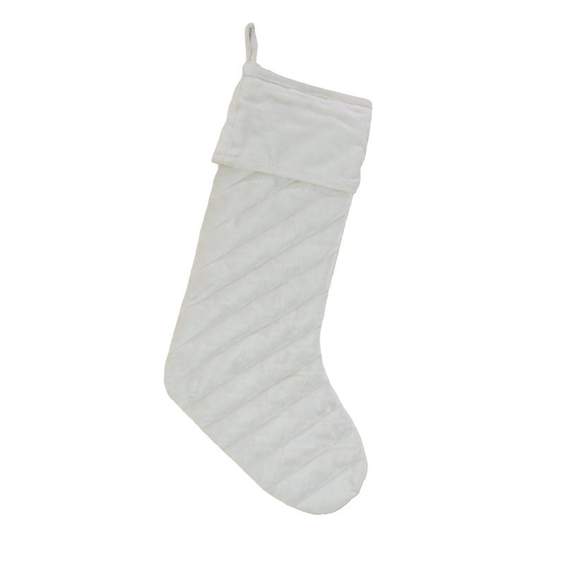 Chaussette de Noël en velours matelassé, Ivoire