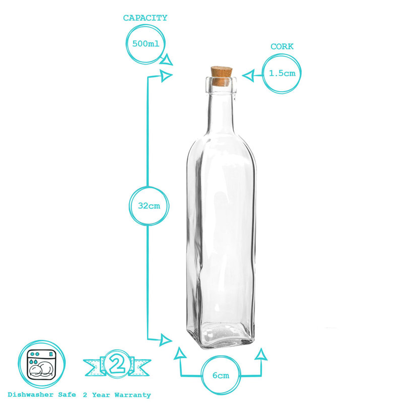 Glass Oil & Vinegar Cruet Set, 32 cm H x 6 cm W x 6 cm D