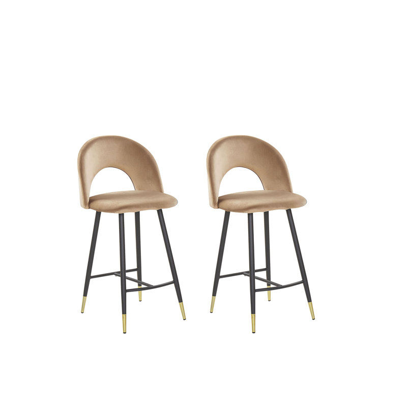 Aubin Upholstered Counter Stool with Metal Frame, Beige