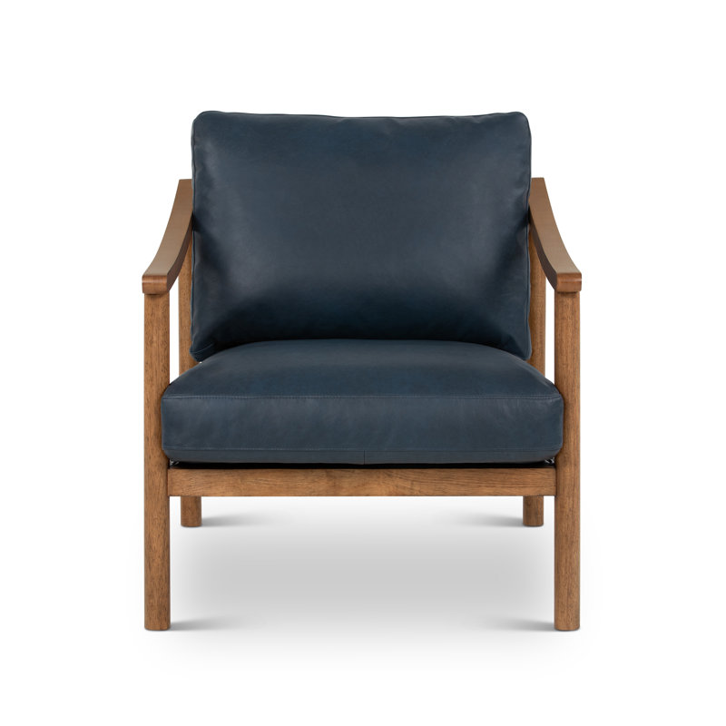 Fauteuil d'appoint en cuir véritable Rowan, Bleu Oxford