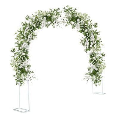 Arche de jardin treillis pour plantes grimpantes 9,8 pi de largeur 7,2 pi de hauteur Tige de mariage en métal Toile de fond en fer robuste pour l'extérieur