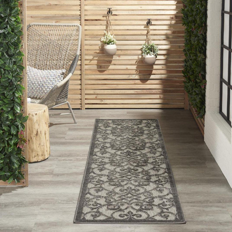 Steinsel Gray Indoor/Outdoor Area Rug, Runner 2'3" x 8'