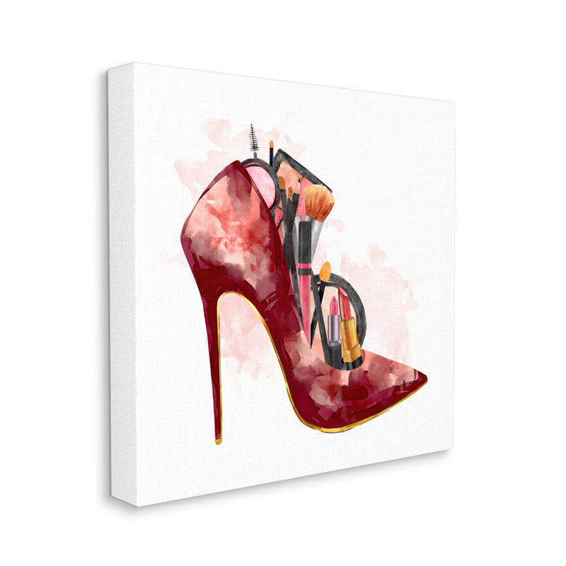 Talons de mode rouges avec accessoires cosmétiques par Ziwei Li - peinture sur toile, Toile tendue