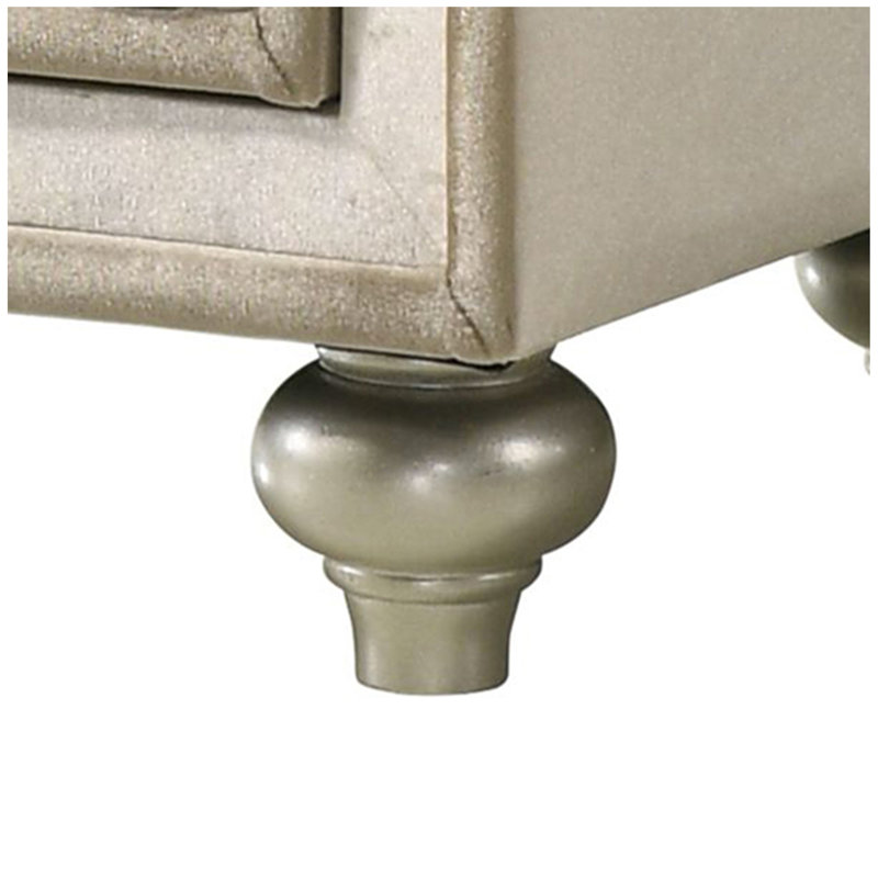Table de chevet en velours beige Lucienne