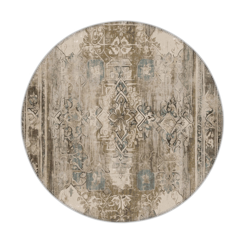 Classic Revival Indoor And Outdoor Area Rug, Round 5'