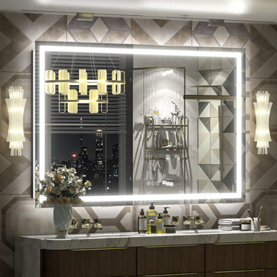 Buco Wayfair Basics® UL Certified Front & Back LED Anti-Fog Tempered Glass Bathroom/Vanity Mirror with 3-Year Warranty