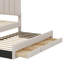 Lit plateforme tapissier avec lit gigogne escamotable, 3 tiroirs et tête de lit élégante en lin-516674407