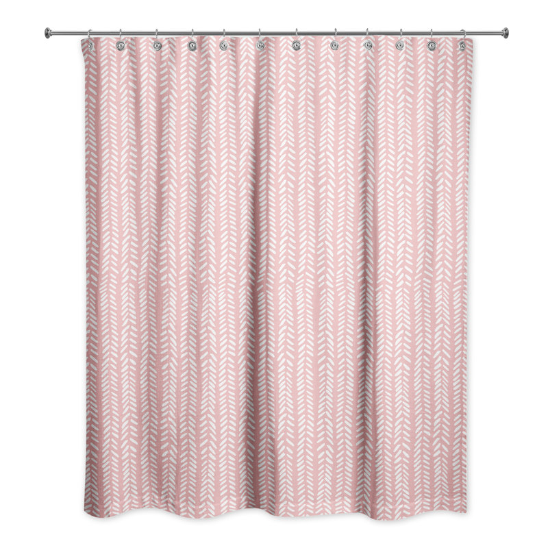  Rideau de douche géométrique simple, Rose/Blanc