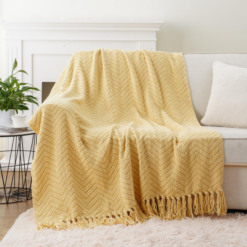 Jeté pour canapé, jeté chaud super doux pour lit simple, couverture en chenille tissée en tricot polyvalente pour le décor de la chambre à coucher