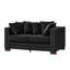 Velours noir au design contemporain pour espace de vie, accoudoirs carrés et clous argentés, sièges confortables rembourrés de ressorts, housses de rangement de siège amovibles 2 places modernes, accoudoirs avec ressorts ensachés