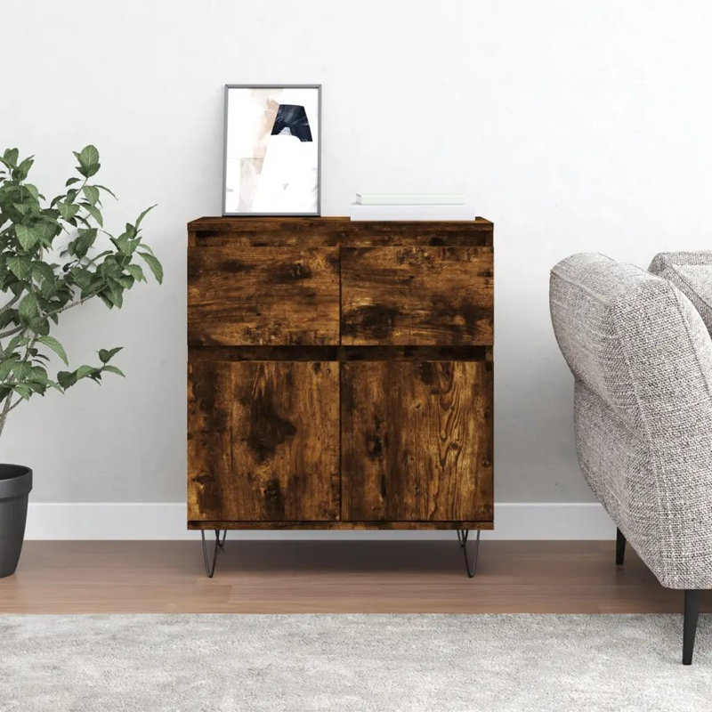 Isa Iron 2 - Door Rectangle Accent Cabinet, Smoked/Oak