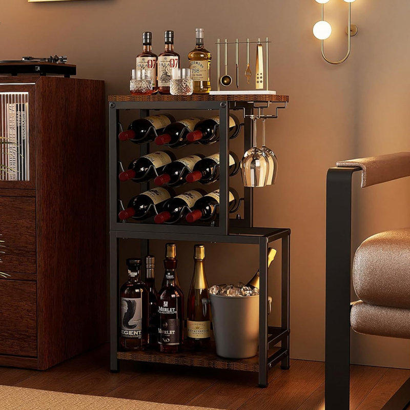 Floor Wine Bottle & Glass Rack