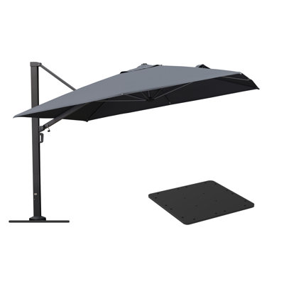 Purple Leaf Outdoor 132" Square AlumInum Cantilever Offset Umbrella With Steel Plate Base,Gray