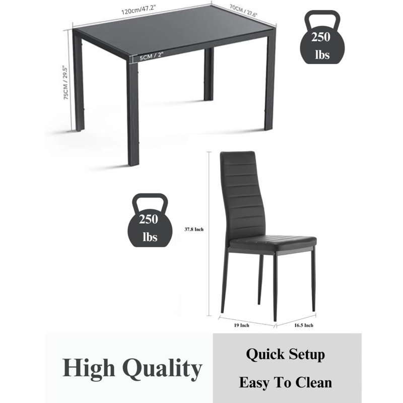 Table de salle à manger moderne avec ensemble de 4 chaises
