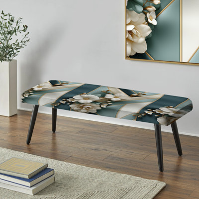Blanc rayé à motif floral élégant - banc rembourré noir rayé