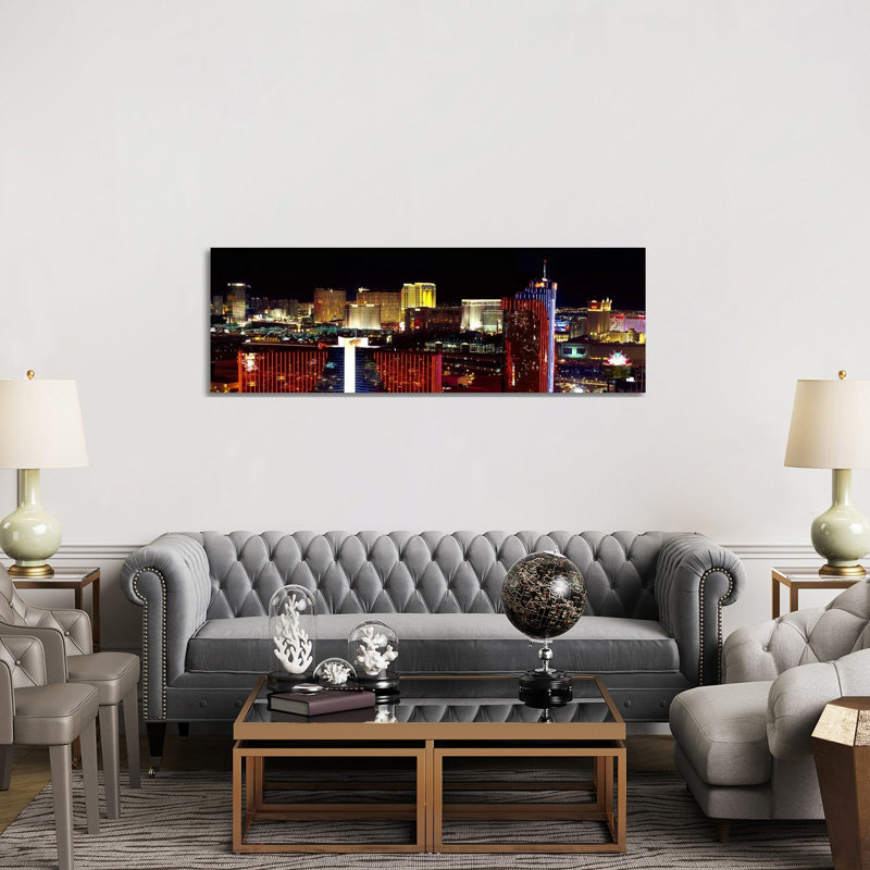High Angle View Of A City At Night - Wrapped Canvas Panoramic Print, 152.4 cm H x 50.8 cm W x 1.91 cm D