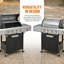 Barbecue au propane à 4 brûleurs avec brûleur latéral, 51 000 BTU, 452 po² Surface de cuisson en acier inoxydable avec support chauffant et armoire de rangement sur roulettes